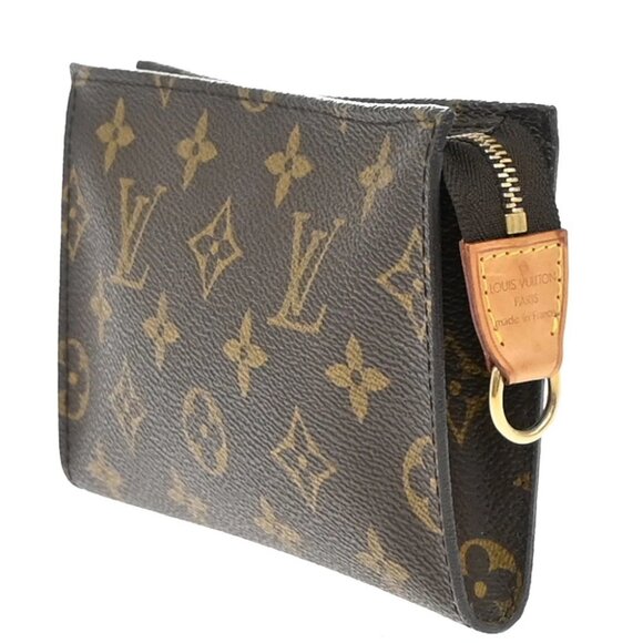 LOUIS VUITTON Logo BUCKET PM Pouch Bag Monogram Leather Brown France - Picture 4 of 13